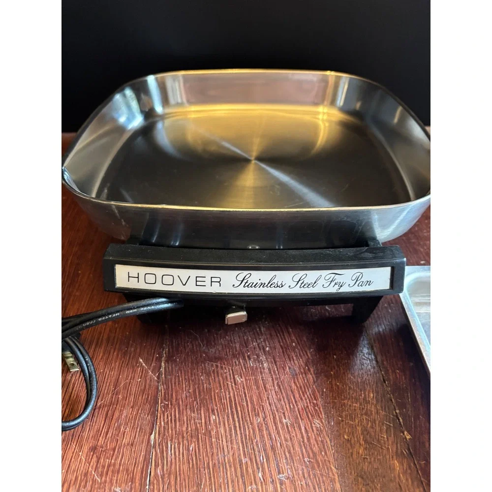 Hoover Vintage Electric Stainless Steel Fry Pan Skillet with Warming Tray 8650